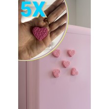 Gragold3 Design 5'li Kalp Magnet Seti - Pembe