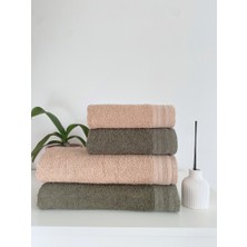 Towboo 4'lü Pamuklu Banyo Hamam Seti (Haki, Açık Kahve)