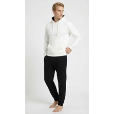 Relactive Erkek Beyaz Kapüşonlu 3 Iplik Kışlık Sweatshirt – Kalın Kumaş Sweatshirt C2T1N81