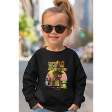 Zeycem Süper Ayı Oyun Karekteri Desen Baskılı Çocuk Sweatshirt Siyah  Mavi Pembe Unisex
