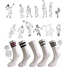 Silk Step 5'li Paket Spor Çorabı (Beyaz Zemin Üzerine, 5 Farklı Çember Detaylı)