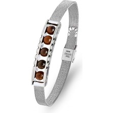 Karpınar Çelik Takı Kaplan Gözü Taşı ve Paslanmaz Çelik Bileklik