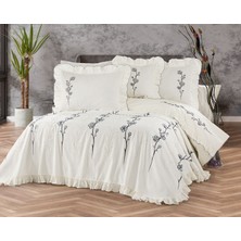 Dionisos Home Tekstil Nakışlı Fırfırlı Gelin Seti - Pamuklu Nevresim Takımı 8 Parça Çift Kişilik