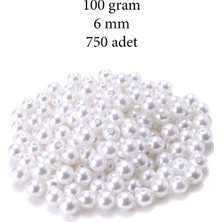 Zenvia 100 Gram 6mm Beyaz Renk Plastik Inci Boncuk Çanta ve Takı Yapım Boncuğu (~750 Adet) (ZNV-556)