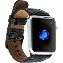 Sinerjim Apple Watch Uyumlu Deri Kordon 42-44-45mm Kroko Siyah