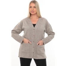 Çelik Örgü Triko Kışlık Kalın Anne Örgü Düğmeli Cepli Uzun Yelek