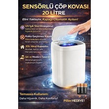 Depozee Akıllı Sensörlü Uv Işıklı 20 Litre Çöp Kovası - Mutfak, Banyo, Işyeri ve Ofis Kullanımı