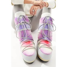 Moon Boot MB Icon Tie Dye Glacier Gray Snowboot Mor Kırmızı Sarı Batik Kadın Uzun Bot Gri