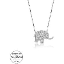 Özcömert Silver Swarovski Taşlı Gümüş Fil Bayan Kolye