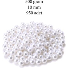 Zenvia 500 Gram 10MM Beyaz Renk Plastik Inci Boncuk Çanta ve Takı Yapım Boncuğu (~950 Adet) (ZNV-556)