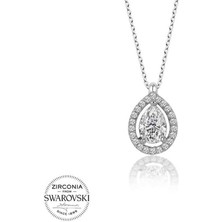Özcömert Silver Swarovski Taşlı Gümüş Tektaş Bayan Kolye