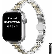 Alstrap Xiaomi Redmi Watch 6 / 5 / 4 Uyumlu Paslanmaz Çelik Ince Kesim Rolex Tasarım Kordon Kayış