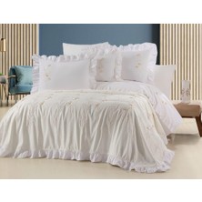 Dionisos Home Tekstil Nakışlı Fırfırlı Gelin Seti - Pamuklu Nevresim Takımı 8 Parça Çift Kişilik