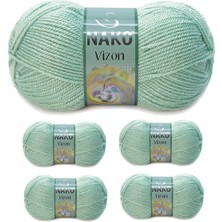 Zenvia 5 Adet Vizon Premium Akrilik El Örgü Ipi Yünü Renk NO:292 Çağla Yeşil (ZNV-556)