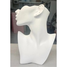 Özer Kutu Polyester Kolye&gerdanlık ve Küpelik Silüet Sergileme Mankeni 30 cm Beyaz