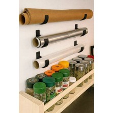 Rafine Studio 3D Siyah 6 Yuvalı Kendinden Yapışkanlı Streç Film, Alüminyum Folyo, Pişirme Kağıdı Düzenleyici Askı