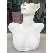 Özer Kutu Polyester Kolye&gerdanlık ve Küpelik Vücut Sergileme Mankeni 32 cm Beyaz