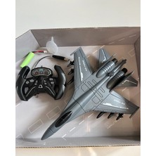 Mavi Su Dünyası Uzaktan Kumandalı 2.4g Şarjlı Duman Atan Uçak Gri 28 cm