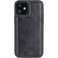 Sinerjim Apple iPhone 12 mini Uyumlu Deri Arka Kapak RST1 Siyah