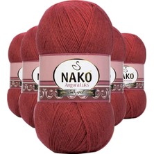 Zenvia 5 Adet Angora Lüks El Örgü Ipi Bordo 6679 (ZNV-556)