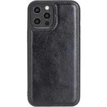 Sinerjim Apple iPhone 12 Pro Max Uyumlu Deri Arka Kapak RST1 Siyah