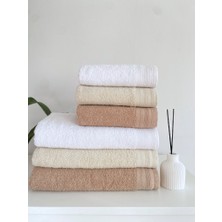 Towboo Eco-Friendly 6'lı Pamuklu Aile Banyo Seti (Açık Kahve, Bej, Beyaz)