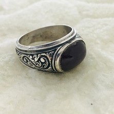 Canka Kehribar Taşlı 925 Ayar Gümüş Erkek Yüzük