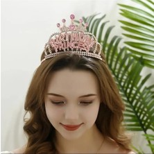 Didosh Party House “happy Birthday” Yazılı Pembe Taşlı Doğum Günü Tacı-Rose