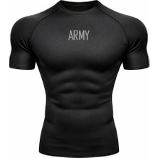 Gazelmanya Army Premium Compression Kısa Kol Fitness Body Gym Sporcu Kısa Kol Fitness Body Dar