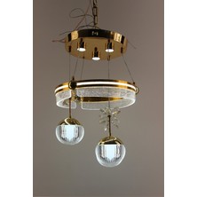 GN Gen Aydınlatma Lüks Gold Kristal Kelebekli 3 Sarkıtlı Çemberli Serisi 3 Renk Ledli Modern Avize