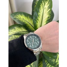 Spolo Erkek Gümüş Gri Yeşil Kadranlı Kol Saati