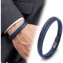 Karpınar Çelik Takı Mavi Renk Çoklu Deri Bileklik