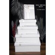 Adenz Hediye Bohça Çeyiz Kutusu 5'li Set- Gold Simli Saten Kurdeleli