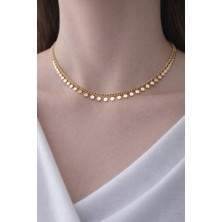 Huma Butik Takı Aksesuar Gold Renk Çelik Kolye – Zarif Pullu Zincir Tasarım