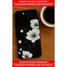 CoverMarkt Samsung Galaxy S22 Ultra Kılıf Premium Siyah Silikon Darbe Emici BeyazÇiçek Desenli Trendia