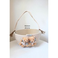 Bohema Home Ekru Bebek Çocuk Sepet Düzenleyici Sepet Hediyelik Sepet