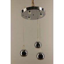 GN Gen Aydınlatma Lüks Gümüş Aynalı Küre Tek Renk Beyaz Çemberli Serisi Modern Şık Avize