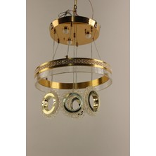 GN Gen Aydınlatma Lüks Gold Simli Akrilik Halkalı Çemberli Serisi 3 Renk Ledli Modern Avize