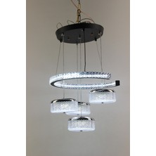 GN Gen Aydınlatma Premium Kristal Dokulu 4 Sarkıtlı Çemberli Serisi Tek Renk Modern Şık Sarkıt