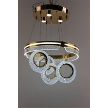 GN Gen Aydınlatma Lüks Simli Akrilik Halkalı Görkemli Pırlanta Kesim 4 Sarkıtlı Çemberli Serisi 3 Renk Modern Tasarım Avize