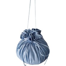 Moda Nur Gelin Kına Takı Kesesi, Takı Çantası ,bebe Mavi Renk, Taşlı Kumaş, Gelin Takı Kesesi