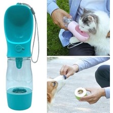 Sinerjim Taşınabilir Mama Hazneli Evcil Hayvan Suluğu Seyahat Kabı Kilitlenebilen Su Sızdırmaz 380ML