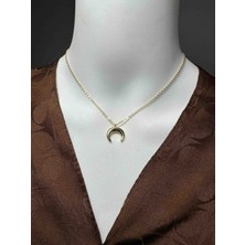 Uno Di Famiglia Zarif Hilal Görünümlü Çelik Kolye , Ay Figürlü Kolye