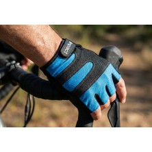 Heugers Impact Peak Jel Destekli Yarım Parmak Bisiklet Eldiveni - Mavi/siyah - Mtb, Yol ve Şehir Bisikleti Ile Uyumlu Konforlu Sürüş Ekipmanı Re