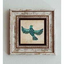TeknoKapsül Kuş Çerçeveli Taş Tablo , Çerçeveli Taş Duvar Dekoru 20 cm