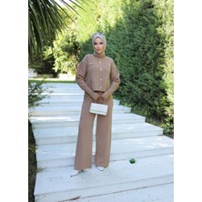 LTG Nova Taş Düğmeli Ikili Triko Takım Vizon