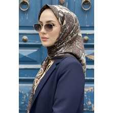 İmaj Butik Kahverengi İpekhan Soft Dijital Pamuklu Eşarp