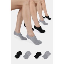 ERENART Bambu Kadın Sneaker Siyah-Gri Çorap Dikişsiz Görünmez Bilekte Spor Çorap Premium 4'lü Paket