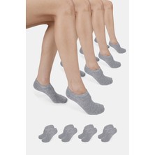 ERENART Bambu Kadın Sneaker Gri Melanj Çorap Dikişsiz Görünmez Bilekte Spor Çorap Premium 4'lü Paket