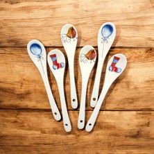 Mimoza Porselen Karışık Yeni Yıl Desenler Mini Kaşık 6'lı Takım